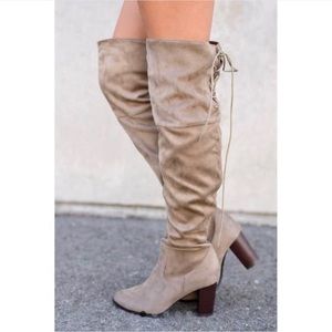 Over the knee boots in color taupe. Size 9